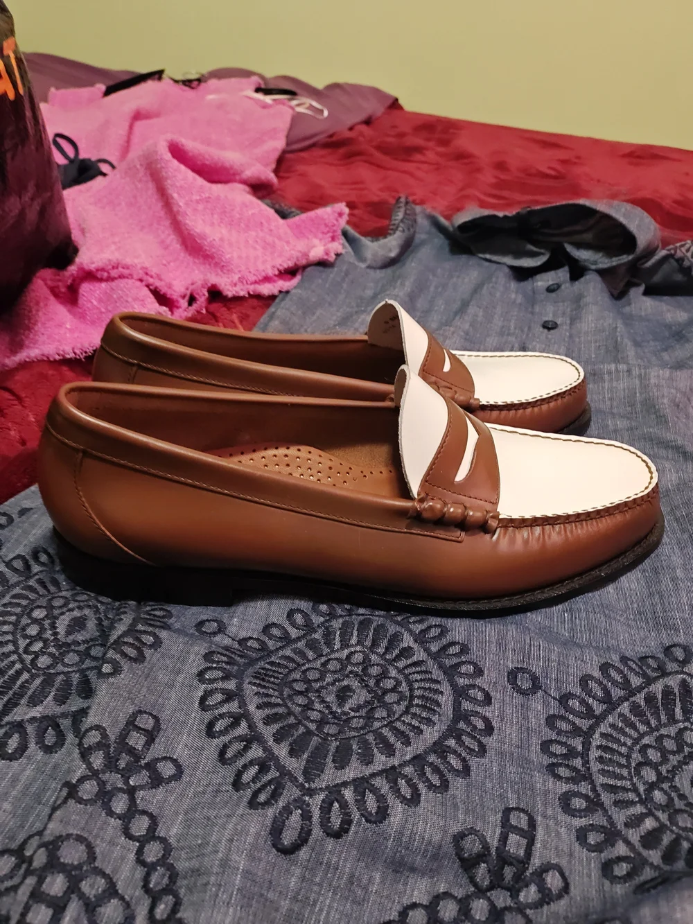 G.H. Bass & Co. Two-Tone Brown and White Penny Loafers 14